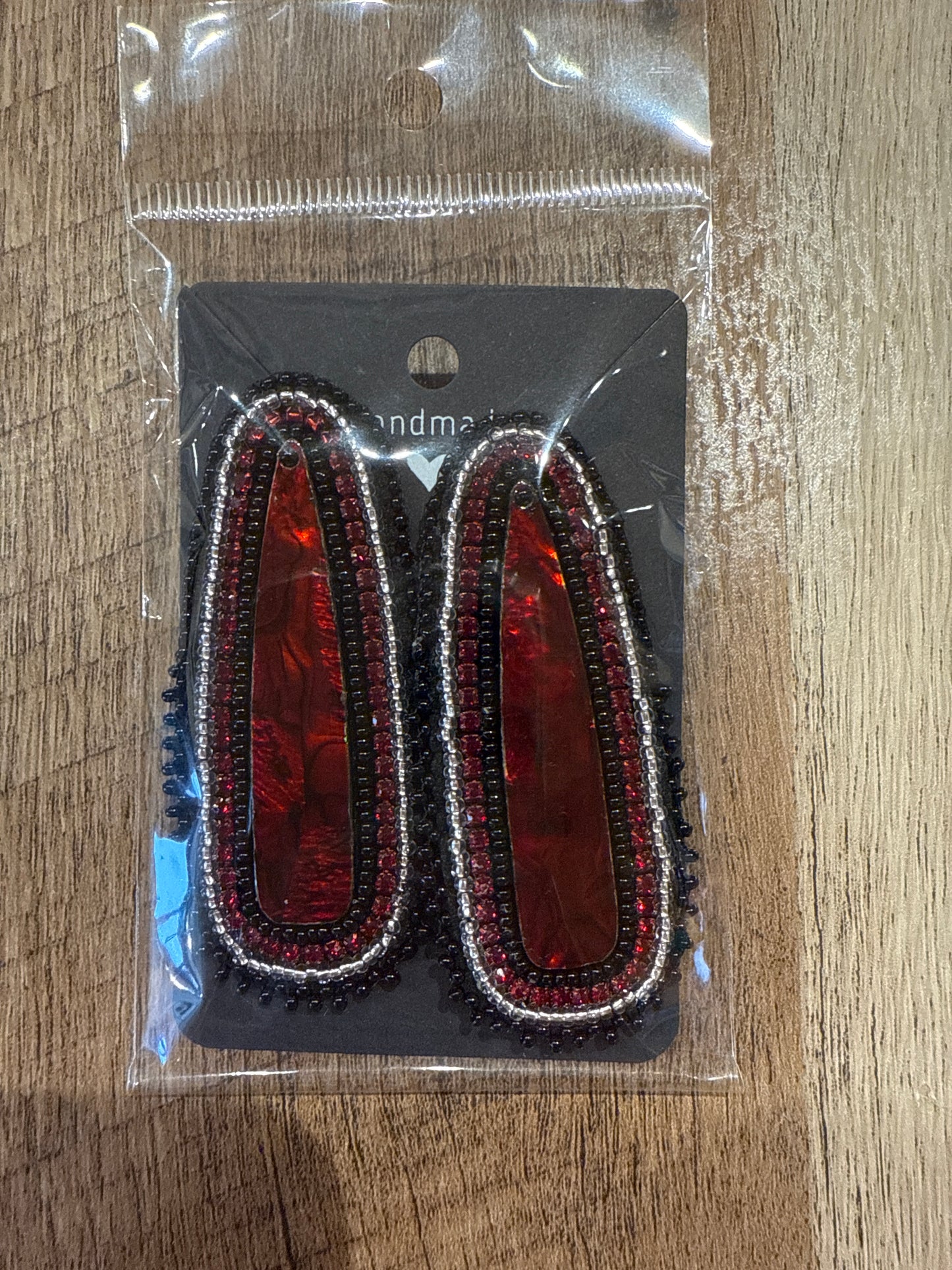 Red & Black Beaded Earrings