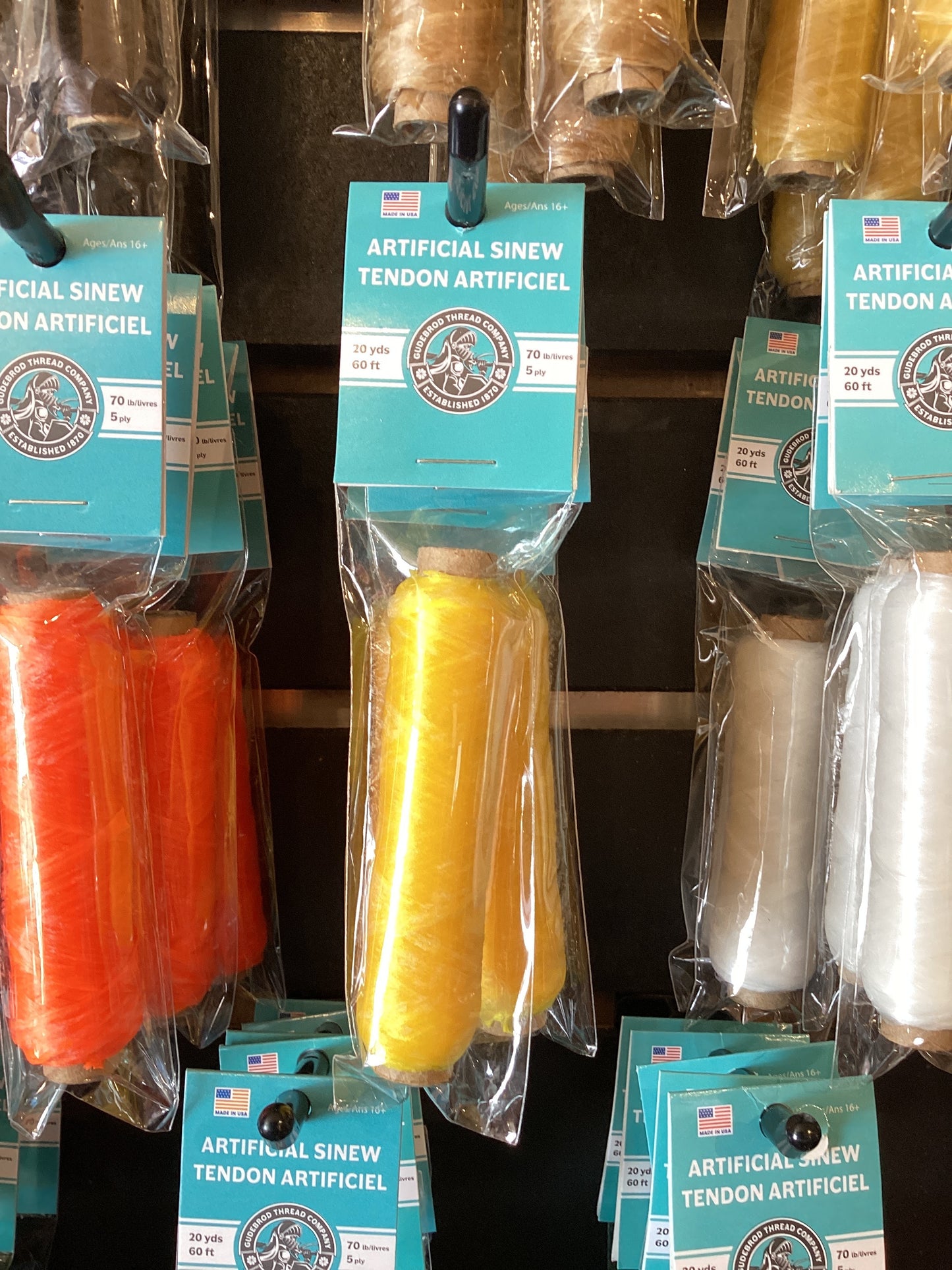 Yellow Gudebrod Sinew Bobbin 20yds