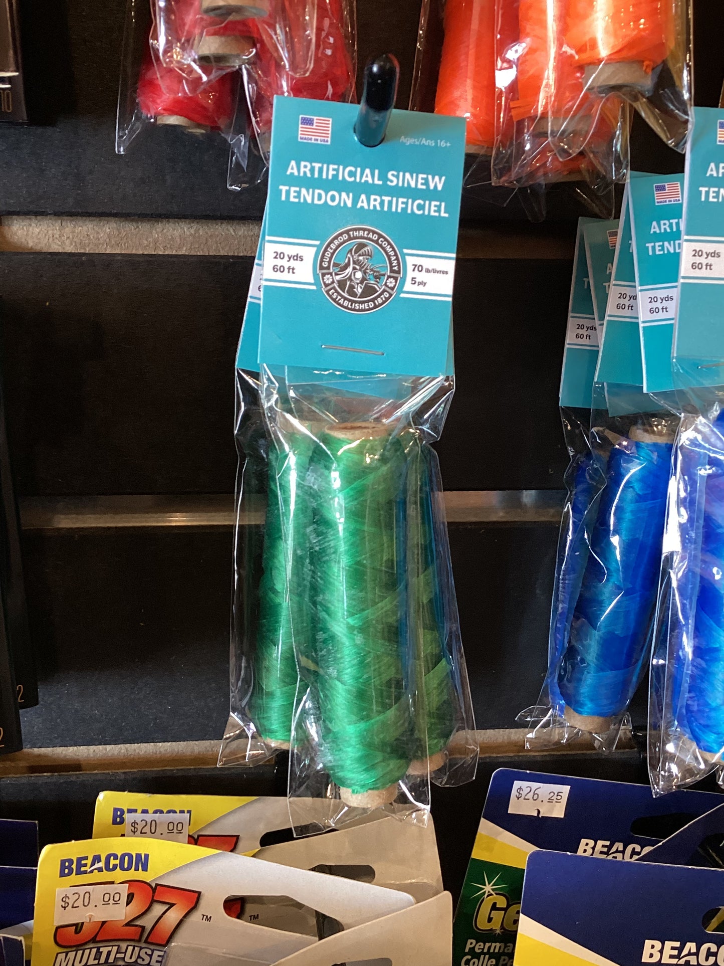 Green Gudebrod Sinew Bobbin 20yds