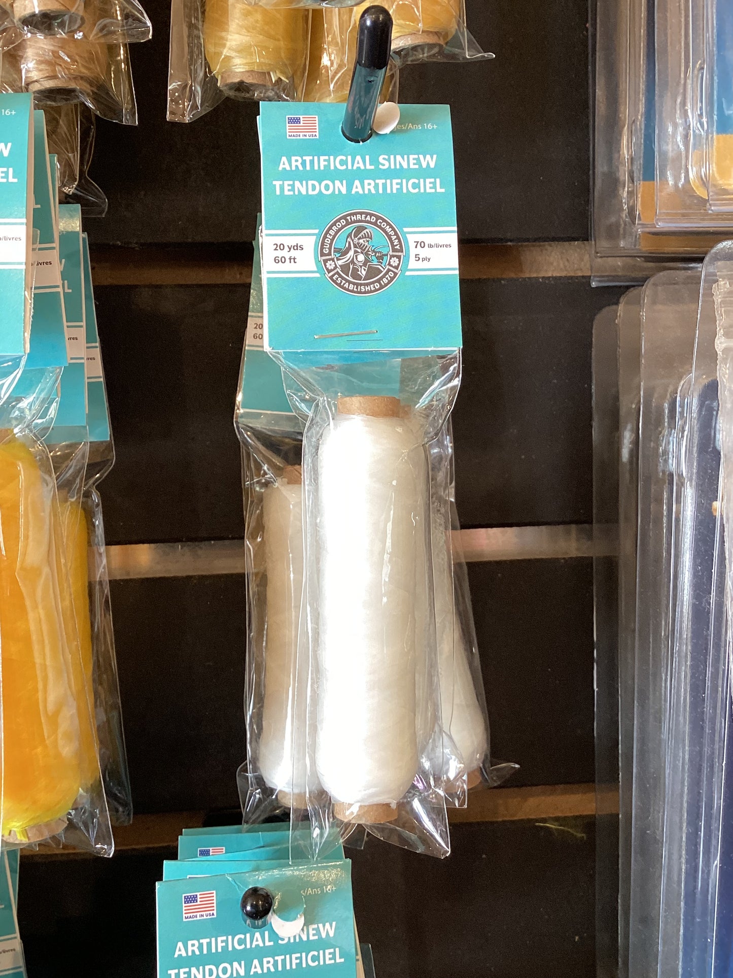 White Gudebrod Sinew Bobbin 20yds