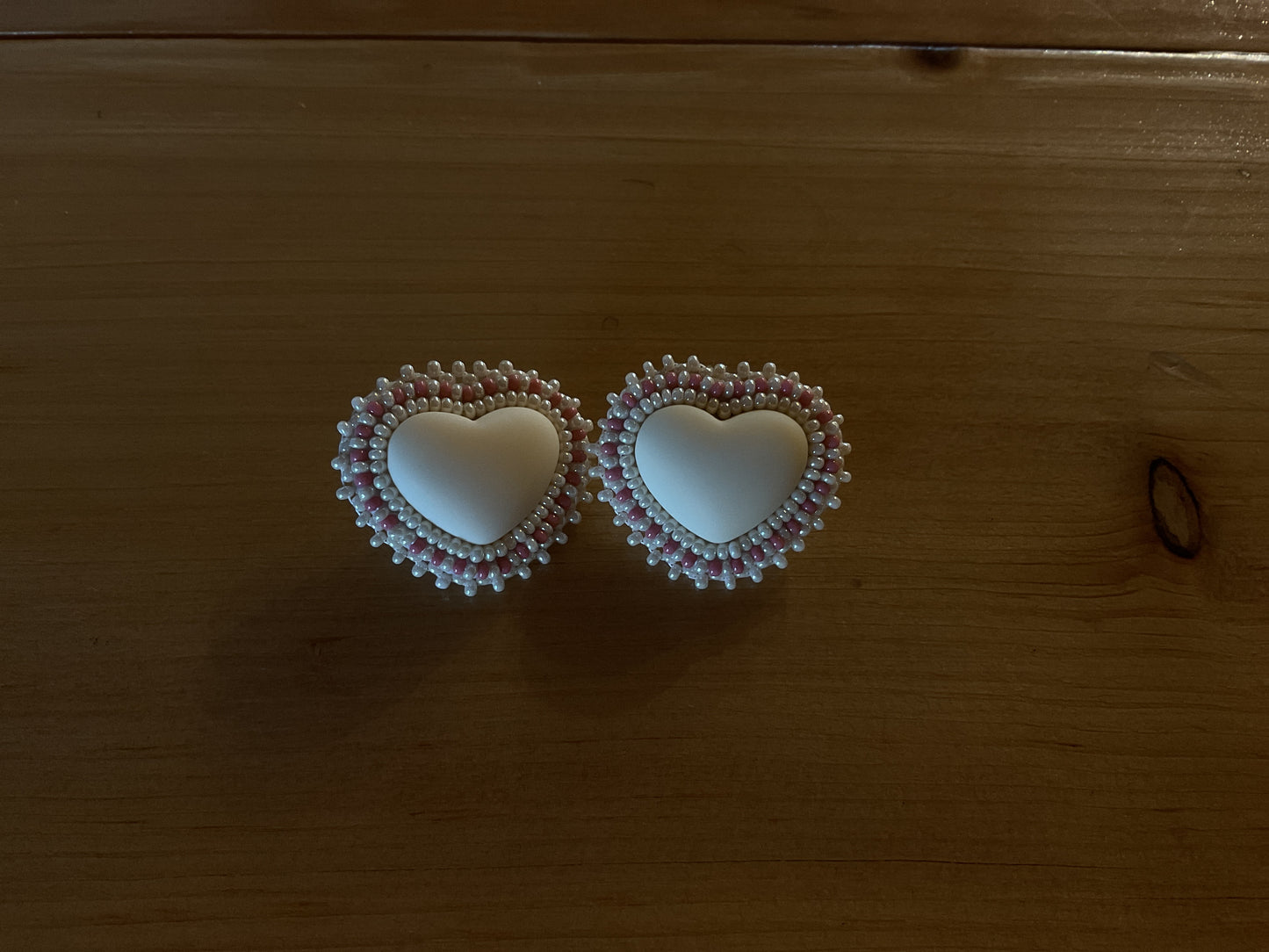 Beaded heart earrings by Ava