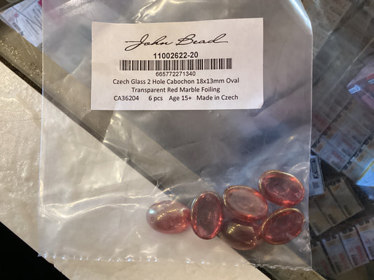 Oval Czech Glass 2 Hole Cabochon 18x13mm