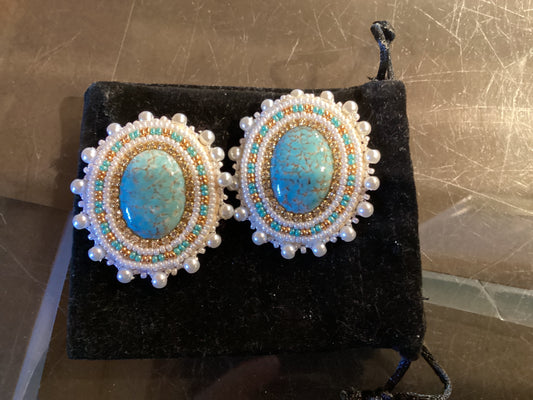 Beaded Earrings Turquoise by Ava