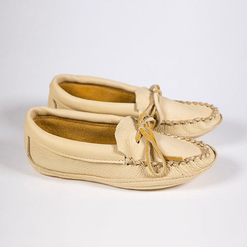 Cream Deerskin Moccasin with Double Sole (Women's)