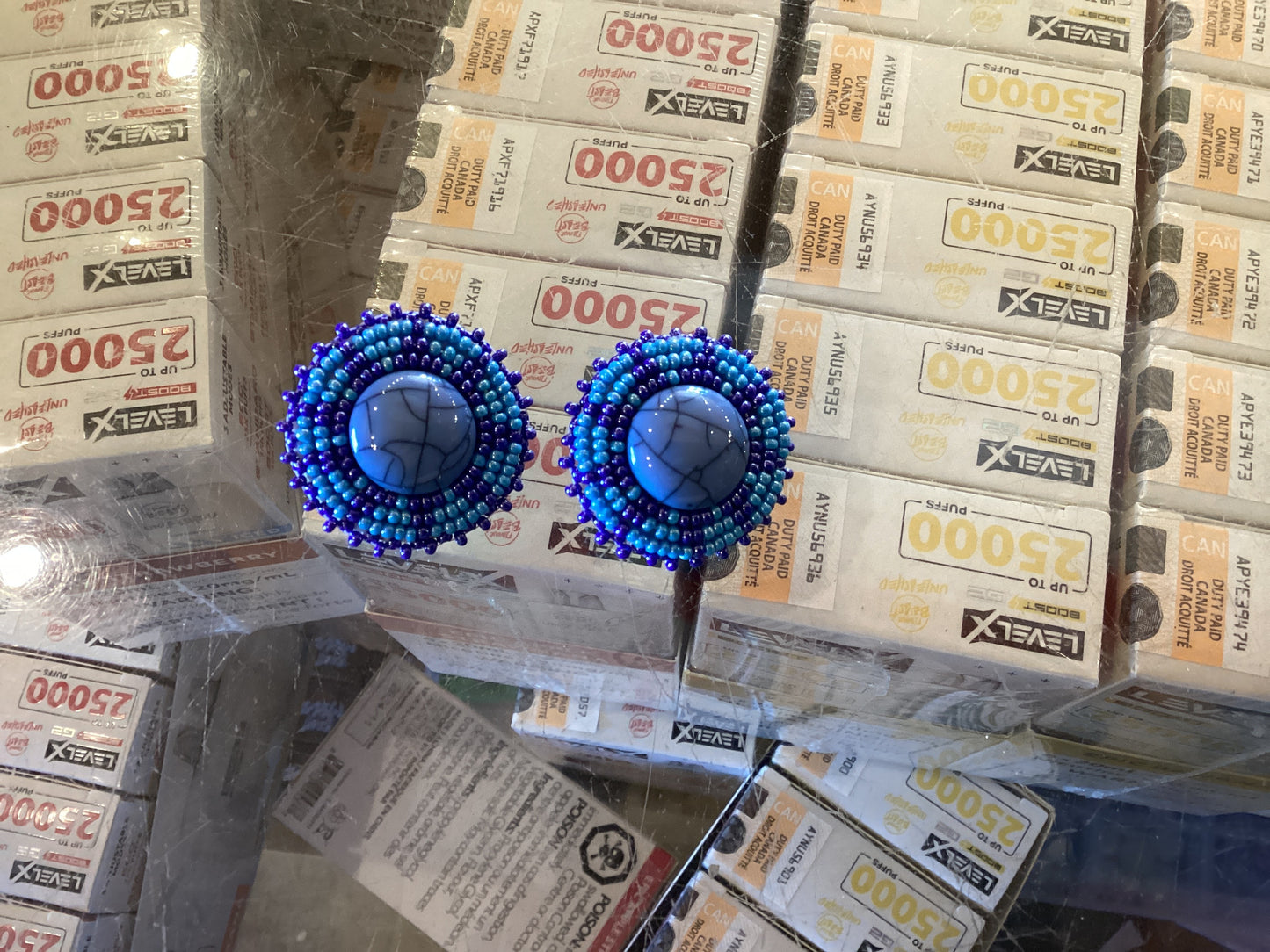 Blue beaded Earrings by Ava