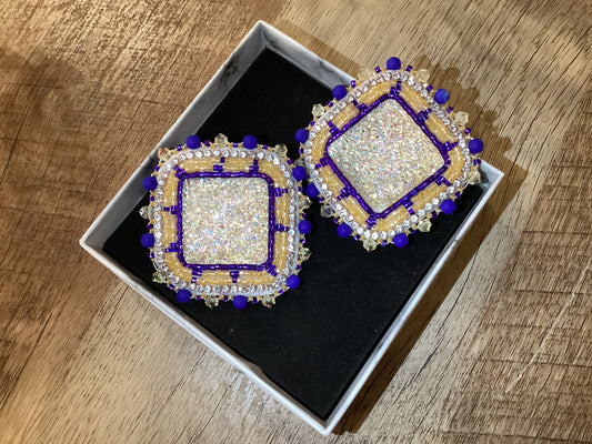 Beaded Square Earrings
