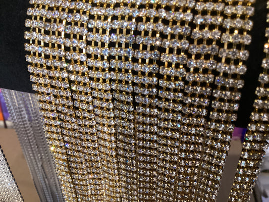 Rhinestone Chain 3Rw ss8.5 GLD/Crystal