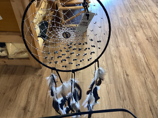 9” black beaded dream catcher