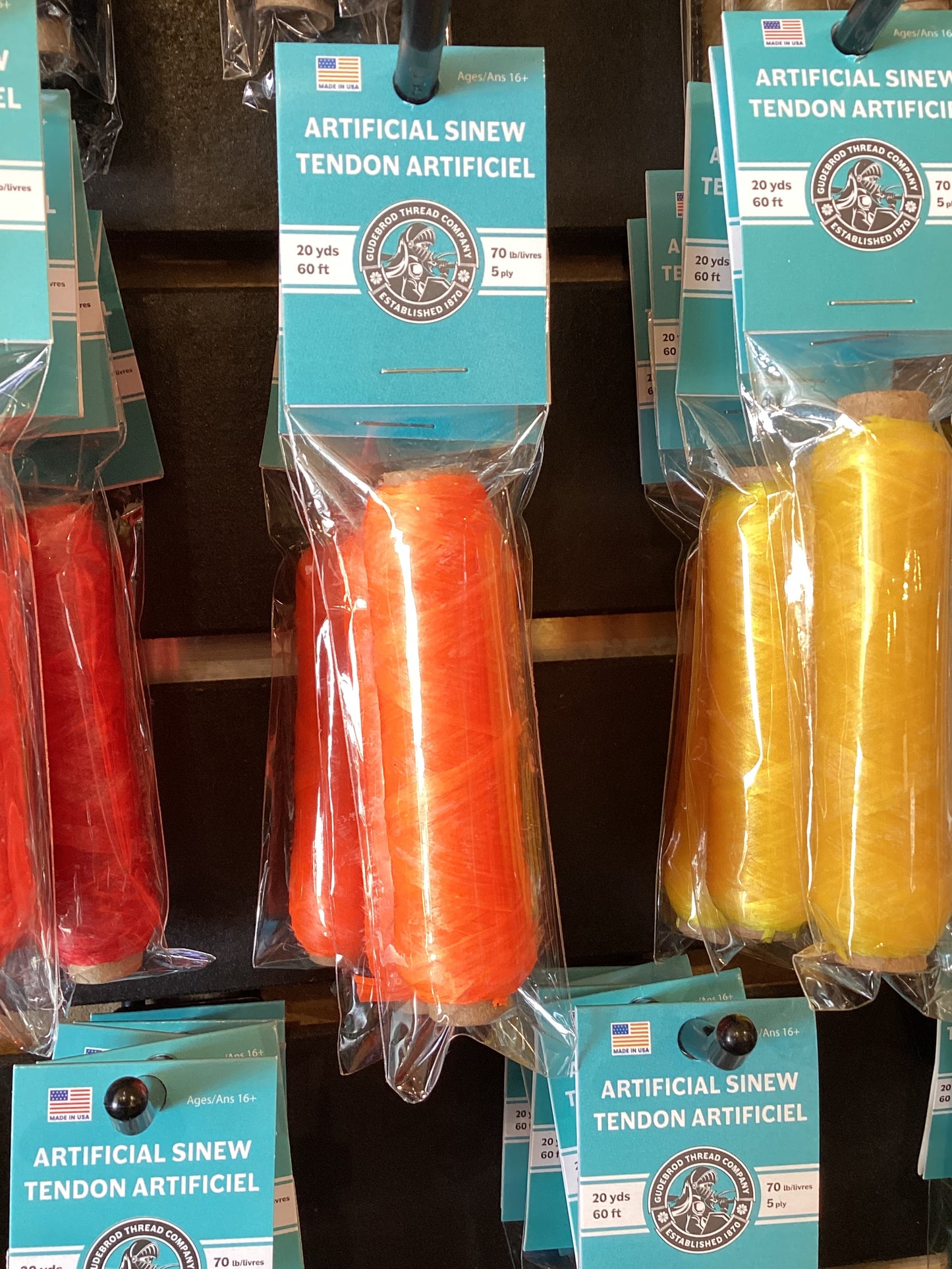 Neon Orange Gudebrod Sinew Bobbin 20yds