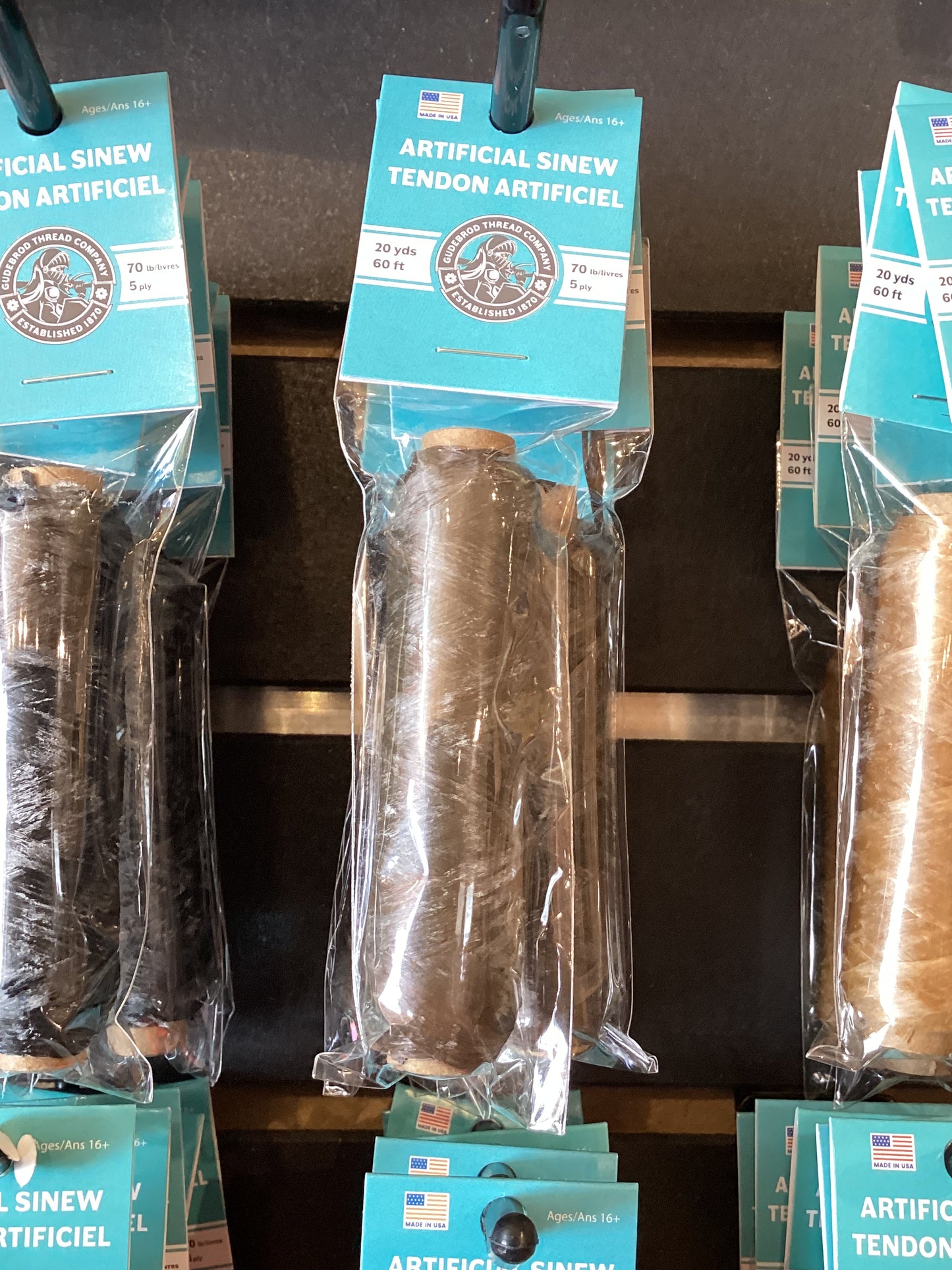 Brown Gudebrod Sinew Bobbin 20yds