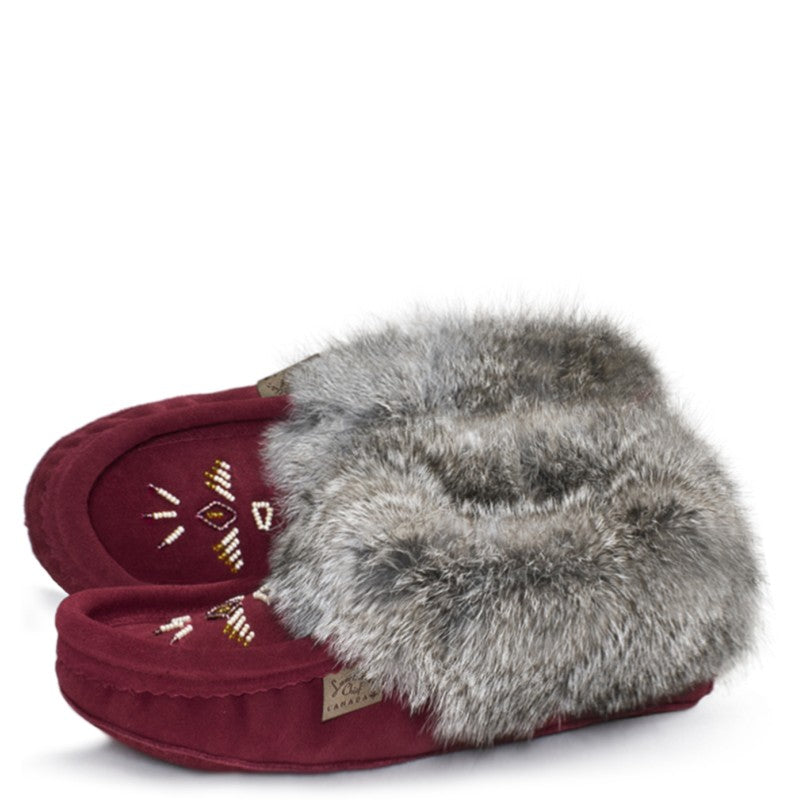 Laurentian Chief Slipper, Orlon, Beaded Slipper with Fur Trim and Padded sole (Women's/More Colors))