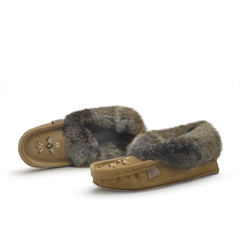 Laurentian Chief Slipper, Orlon, Beaded Slipper with Fur Trim and Padded sole (Women's)