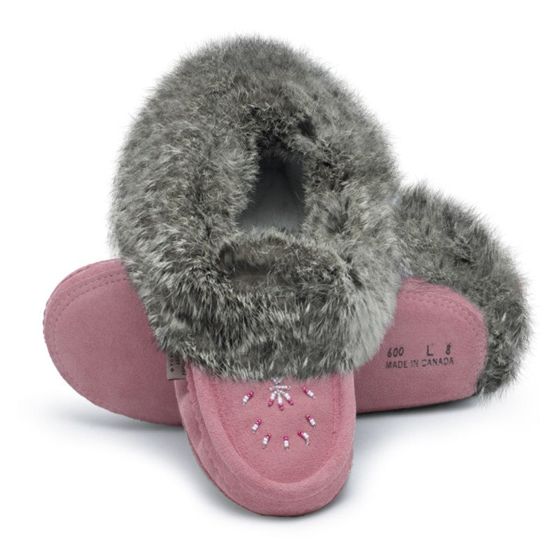 Laurentian Chief Slipper, Orlon, Beaded Slipper with Fur Trim and Padded sole (Women's/More Colors))