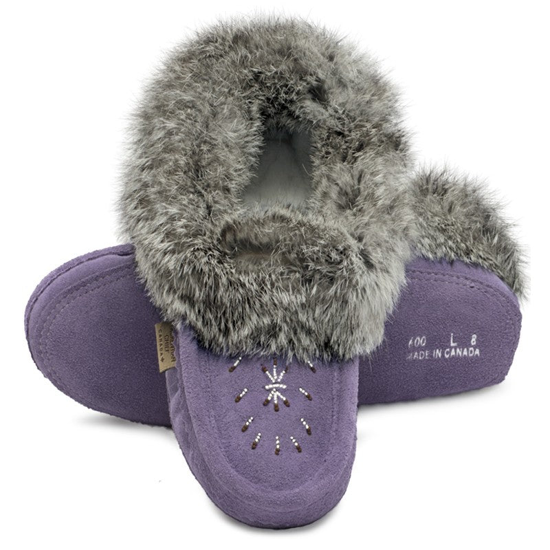 Laurentian Chief Slipper, Orlon, Beaded Slipper with Fur Trim and Padded sole (Women's)