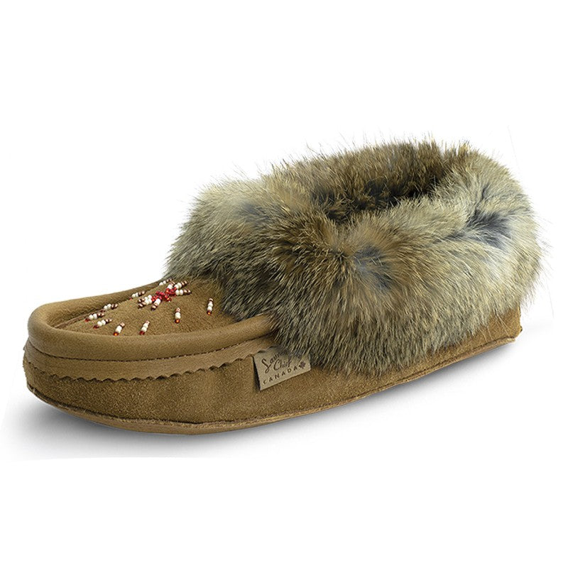 Laurentian Chief Slipper, Orlon, Beaded Slipper with Fur Trim and Padded sole (Women's/More Colors))