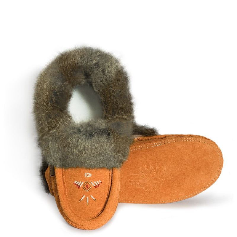 Laurentian Chief Slipper, Orlon, Beaded Slipper with Fur Trim and Padded sole (Women's)