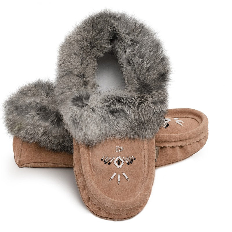 Laurentian Chief Slipper, Orlon, Beaded Slipper with Fur Trim and Padded sole (Women's/More Colors))