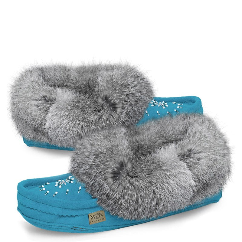 Laurentian Chief Slipper, Orlon, Beaded Slipper with Fur Trim and Padded sole (Women's/More Colors))