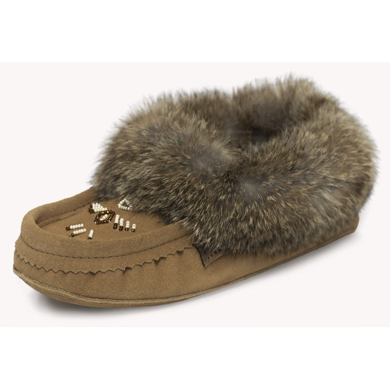 Laurentian Chief Slipper, Orlon, Beaded Slipper with Fur Trim and Padded sole (Women's)