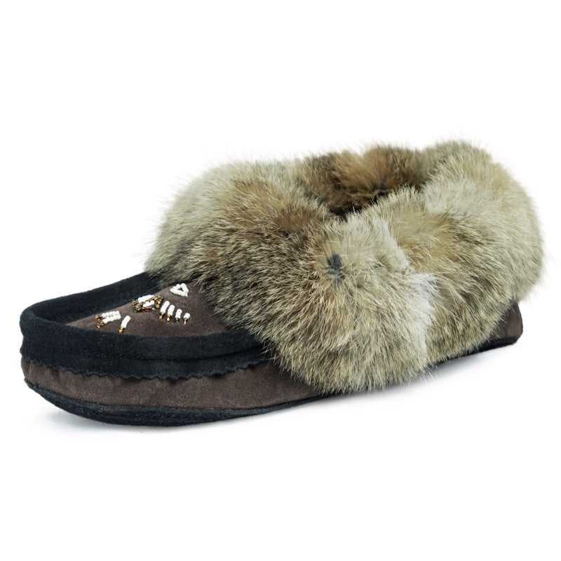 Laurentian Chief Slipper, Orlon, Beaded Slipper with Fur Trim and Padded sole (Women's)