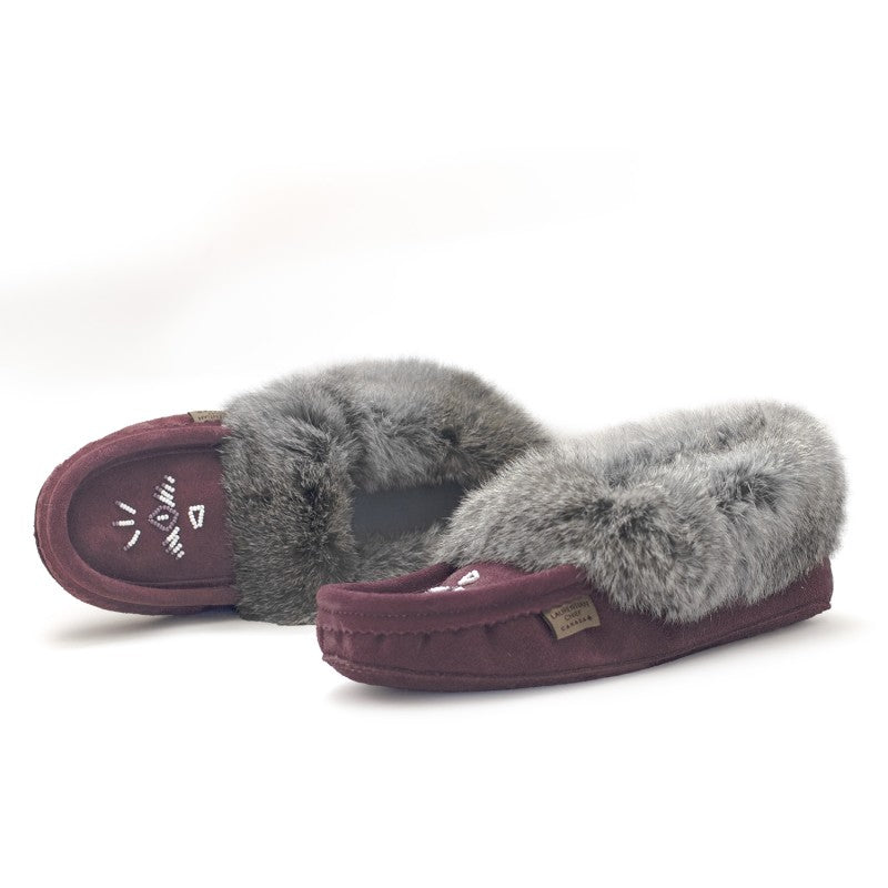 Laurentian Chief Slipper, Orlon, Beaded Slipper with Fur Trim and Padded sole (Women's/More Colors))