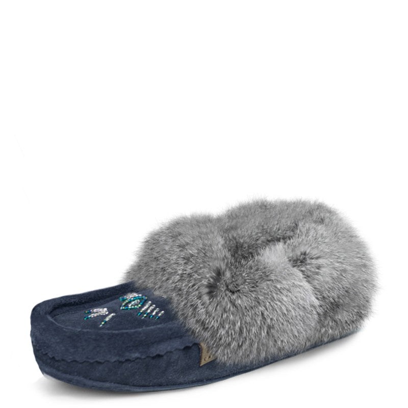 Laurentian Chief Slipper, Orlon, Beaded Slipper with Fur Trim and Padded sole (Women's)