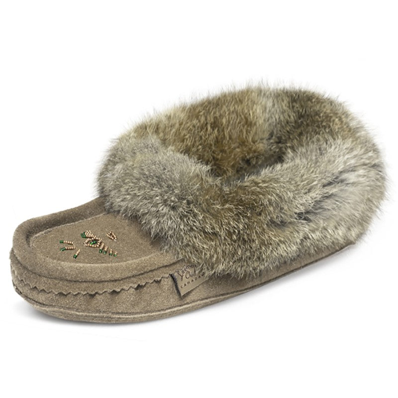 Laurentian Chief Slipper, Orlon, Beaded Slipper with Fur Trim and Padded sole (Women's/More Colors))