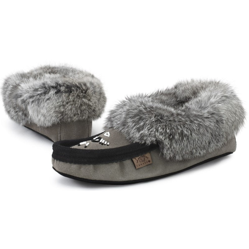 Laurentian Chief Slipper, Orlon, Beaded Slipper with Fur Trim and Padded sole (Women's)