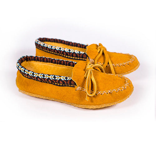 Vibram Rubber Sole Moose Suede Moccasin w/Braid (Women's) – Glooscap ...